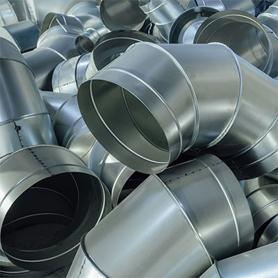 ventilation galvanised ductwork pipes installed